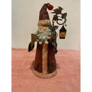 Hand Painted Metal Santa Figurine Christmas Decor 11" Tall Can Be Put Over Flame